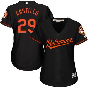 Orioles #29 Welington Castillo Black Alternate Women's Stitched MLB Jersey