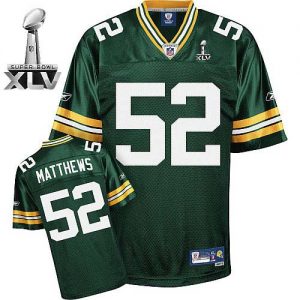 Packers #52 Clay Matthews Green Super Bowl XLV Embroidered NFL Jersey