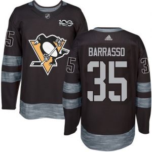 Penguins #35 Tom Barrasso Black 1917-2017 100th Anniversary Stitched NHL Jersey