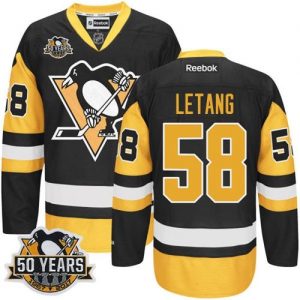 Penguins #58 Kris Letang Black Alternate 50th Anniversary Stitched NHL Jersey
