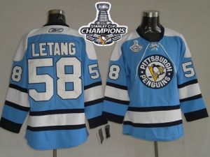 Penguins #58 Kris Letang Blue 2016 Stanley Cup Champions Stitched NHL Jersey