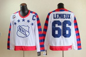 Penguins #66 Mario Lemieux White All Star CCM Throwback 75TH Embroidered NHL Jersey