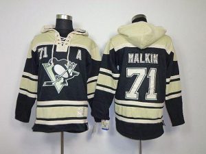 Penguins #71 Evgeni Malkin Black Sawyer Hooded Sweatshirt Embroidered NHL Jersey