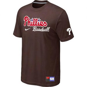 Philadelphia Phillies Nike Short Sleeve Practice MLB T-Shirts Brown