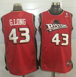 Pistons #43 Grant Long Red Nike Throwback Stitched NBA Jersey