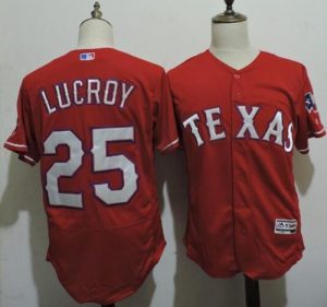 Rangers #25 Jonathan Lucroy Red Flexbase Authentic Collection Stitched MLB Jersey
