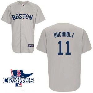 Red Sox #11 Clay Buchholz Grey Cool Base 2013 World Series Champions Patch Stitched MLB Jersey