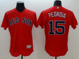 Red Sox #15 Dustin Pedroia Red Flexbase Authentic Collection Stitched MLB Jersey
