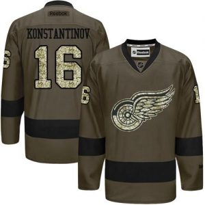 Red Wings #16 Vladimir Konstantinov Green Salute to Service Stitched NHL Jersey