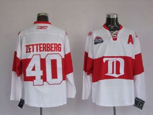Red Wings #40 Henrik Zetterberg Embroidered White Winter Classic NHL Jersey