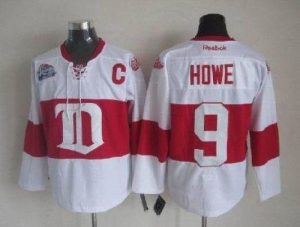 Red Wings #9 Gordie Howe White Winter Classic Embroidered NHL Jersey