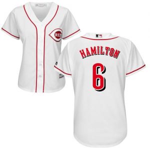 Reds #6 Billy Hamilton White Home Women's Stitched MLB Jersey