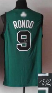 Revolution 30 Autographed Celtics #9 Rajon Rondo Green(Black No.) Stitched NBA Jersey
