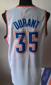 Revolution 30 Autographed Thunder #35 Kevin Durant White Stitched NBA Jersey