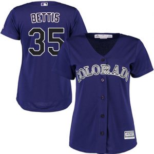 Rockies #35 Chad Bettis Purple Alternate Women's Stitched MLB Jersey
