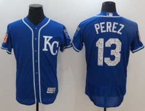 Royals #13 Salvador Perez Royal Blue 2017 Spring Training Authentic Flex Base Stitched MLB Jersey