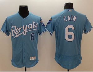 Royals #6 Lorenzo Cain Light Blue Flexbase Authentic Collection Stitched MLB Jersey