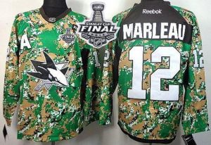 Sharks #12 Patrick Marleau Camo Veterans Day Practice 2016 Stanley Cup Final Patch Stitched NHL Jersey