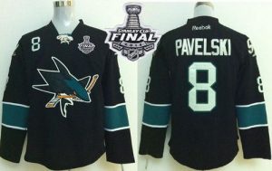 Sharks #8 Joe Pavelski Black 2016 Stanley Cup Final Patch Stitched NHL Jersey