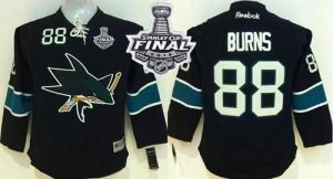 Sharks #88 Brent Burns Black 2016 Stanley Cup Final Patch Stitched Youth NHL Jersey
