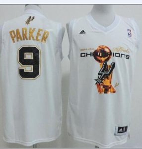 Spurs #9 Tony Parker White 2014 NBA Finals Champions Stitched NBA Jersey