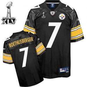 Steelers #7 Ben Roethlisberger Black Super Bowl XLV Embroidered NFL Jersey