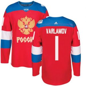 Team Russia #1 Semyon Varlamov Red 2016 World Cup Stitched NHL Jersey