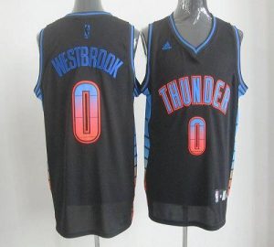 Thunder #0 Russell Westbrook Black Embroidered NBA Vibe Jersey