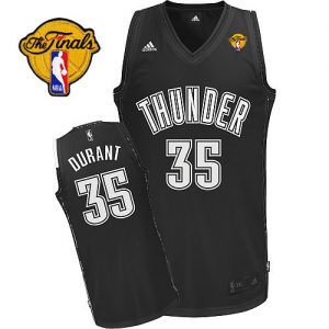 Thunder #35 Kevin Durant Black White Finals Patch Stitched NBA Jersey