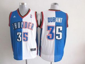 Thunder #35 Kevin Durant Blue White Split Fashion Embroidered NBA Jersey