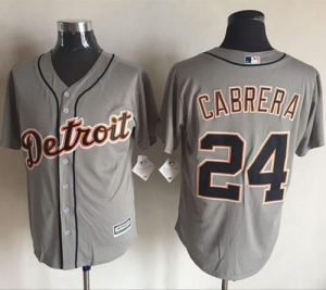 Tigers #24 Miguel Cabrera Grey New Cool Base Stitched MLB Jersey