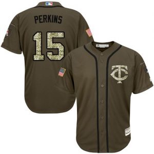 Twins #15 Glen Perkins Green Salute to Service Stitched Youth MLB Jersey