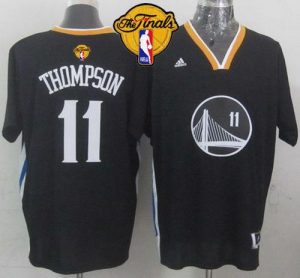 Warriors #11 Klay Thompson New Black Alternate The Finals Patch Stitched NBA Jersey