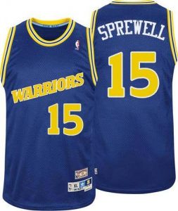 Warriors #15 Latrell Sprewell Blue Throwback Stitched NBA Jersey
