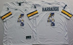 Wolverines #4 Jim Harbaugh White Player Fashion Stitched NCAA Jersey