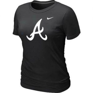 Women's Atlanta Braves Heathered Nike Black Blended T-Shirt