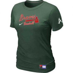 Women's Atlanta Braves Nike Short Sleeve Practice MLB T-Shirts Dark Green