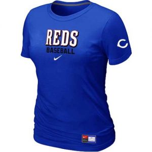 Women's Cincinnati Reds Nike Short Sleeve Practice MLB T-Shirts Blue