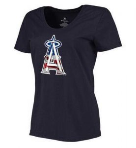 Women's Los Angeles Angels USA Flag Fashion T-Shirt Navy Blue