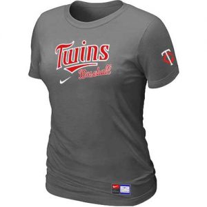 Women's Minnesota Twins Nike Short Sleeve Practice MLB T-Shirts Crow Grey