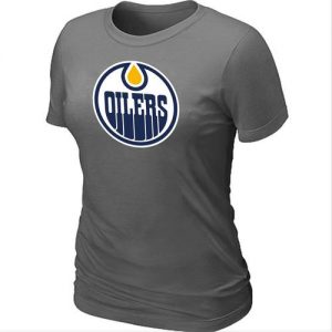 Women's NHL Edmonton Oilers Big & Tall Logo T-Shirt Dark Grey