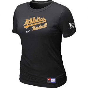 Women's Oakland Athletics Nike Short Sleeve Practice MLB T-Shirts Black