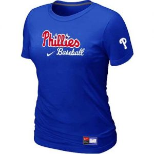 Women's Philadelphia Phillies Nike Short Sleeve Practice MLB T-Shirts Blue