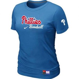 Women's Philadelphia Phillies Nike Short Sleeve Practice MLB T-Shirts Indigo Blue