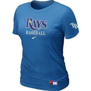 Women's Tampa Bay Rays Nike Short Sleeve Practice MLB T-Shirts Indigo Blue