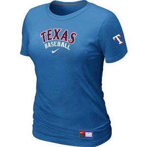 Women's Texas Rangers Nike Short Sleeve Practice MLB T-Shirts Indigo Blue