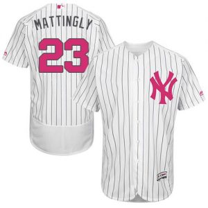 Yankees #23 Don Mattingly White Strip Flexbase Authentic Collection 2016 Mother's Day Stitched MLB Jersey