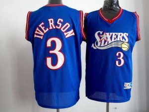 76ers #3 Allen Iverson Blue Stitched Throwback NBA Jersey