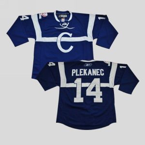 Canadiens #14 Tomas Plekanec Embroidered Blue NHL Jersey