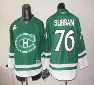 Canadiens St Patty's Day #76 PK Subban Green Embroidered NHL Jersey